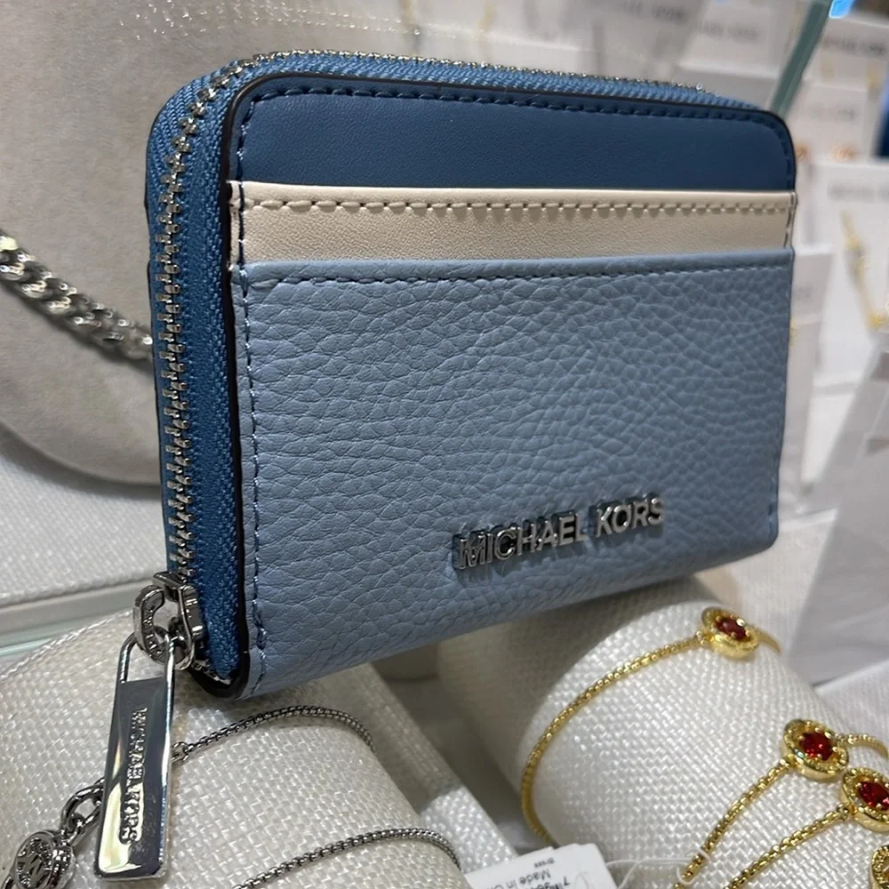 Michael Kors Jet Set Travel Medium Zip Around Color-Block Wallet Card Case NWT